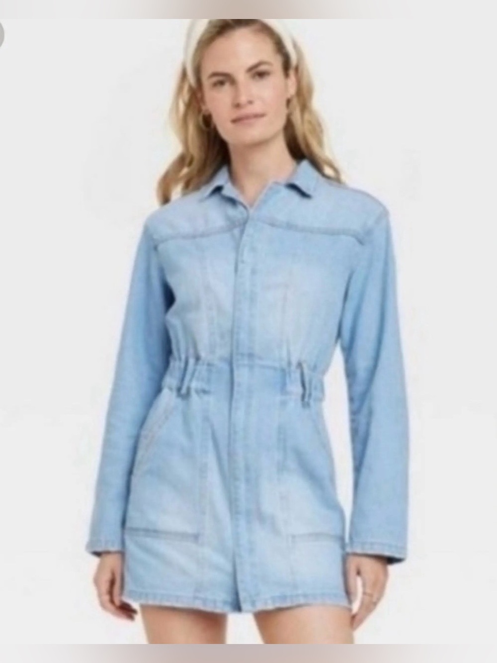 Universal Thread|Long sleeve Utility Light Blue Denim mini dress•••size 6,boho